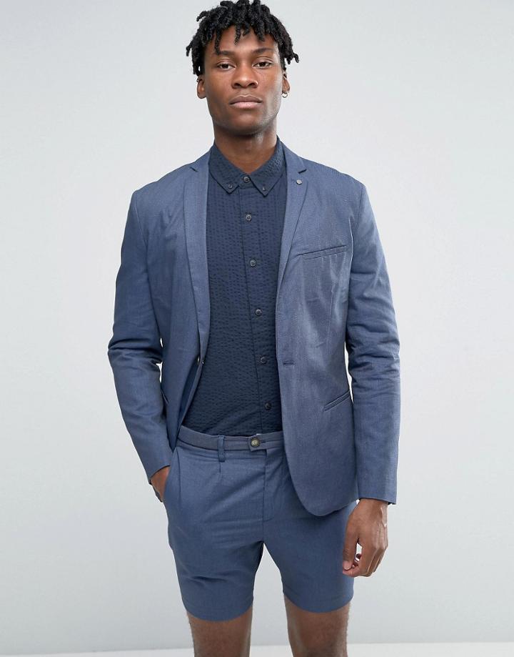 Selected Cotton Blazer - Blue