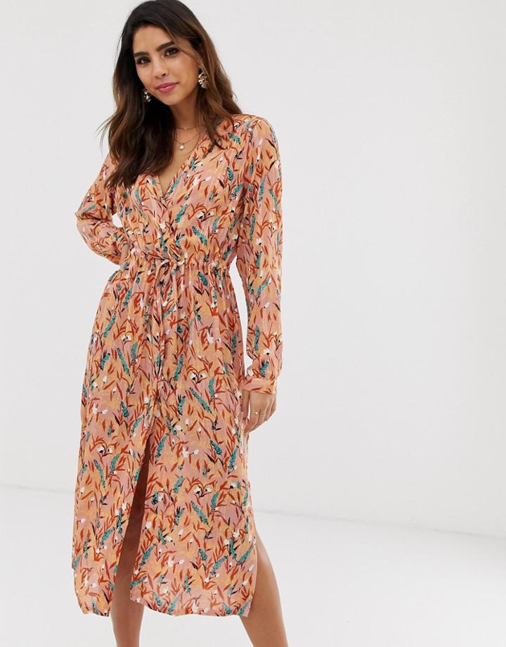 Vila Floral Waist Tie Dress - Multi
