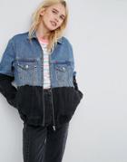 Asos Denim Contrast Hem Jacket - Black