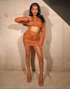 Public Desire X Kenza Ruched Mini Skirt In Mocha - Part Of A Set-brown