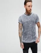 Asos T-shirt With Extreme Burnout And Roll Sleeve In Gray - Gray