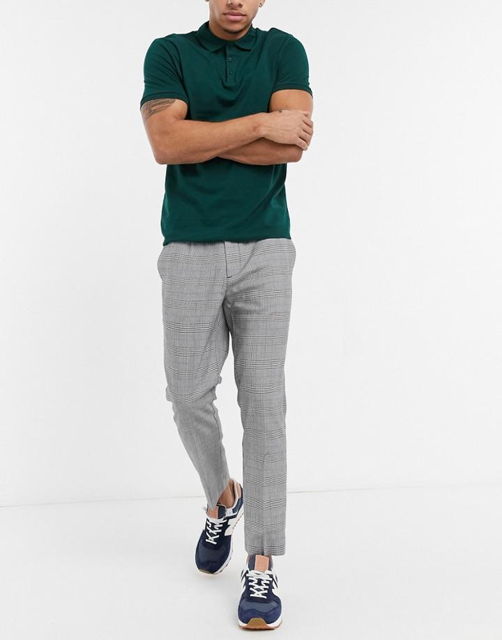 New Look Pull On Smart Pants In Gray Check-grey