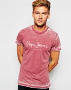 Pepe Jeans Mated Burned Out Red Logo T-shirt - 298