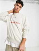 Calvin Klein Jeans Two Tone Monogram Relaxed Fit Sweatshirt In Stone-neutral