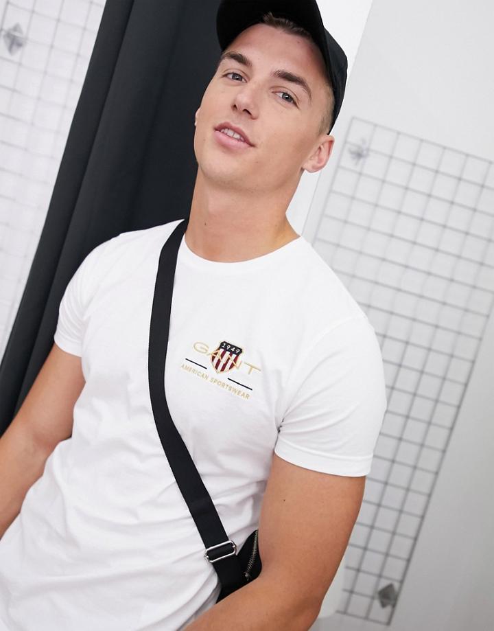 Gant Archive Embroidered Shield Logo T-shirt In White