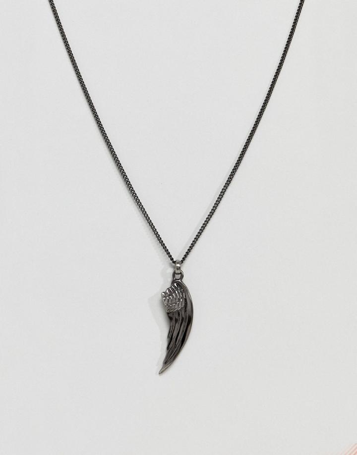 Simon Carter Feather Pendant Necklace In Antique Silver - Silver