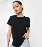Asos Design Petite Ultimate T-shirt With Crew Neck In Organic Cotton Blend In Black