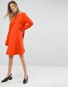 Asos Knitted Dress With Frill Hem - Orange