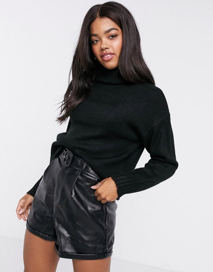 New Look Chunky Roll Neck Sweater In Black
