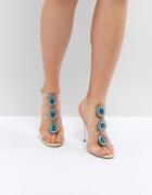 Blue By Betsy Johnson Sylvi Clear Embellished Heel Sandals - Pink