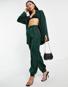 4th & Reckless Satin Sweatpants In Forest Green - Part Of A Set