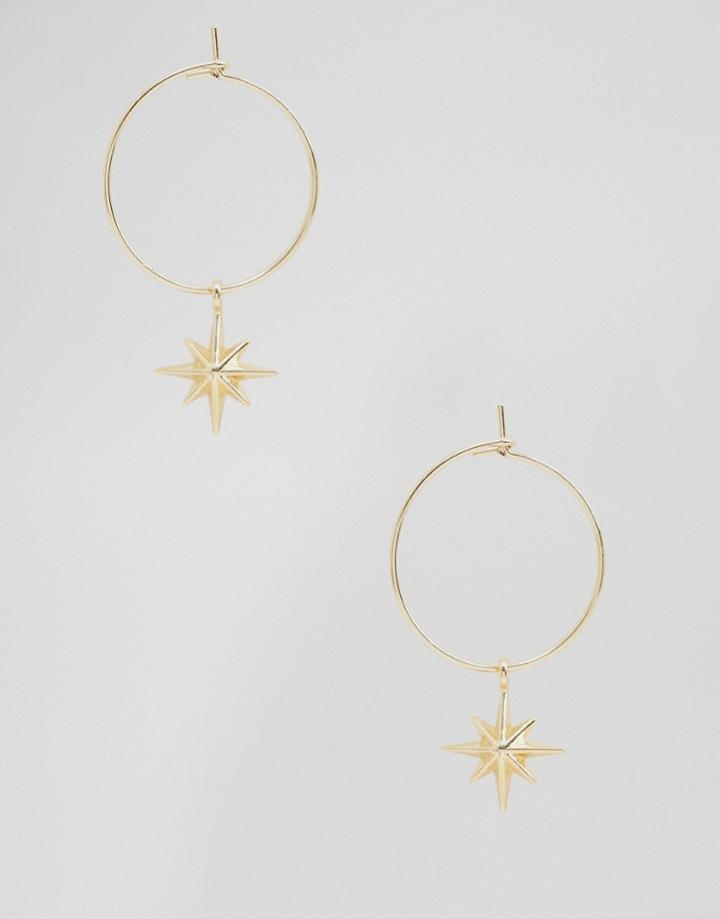 Nylon Star Hoop Earrings - Gold