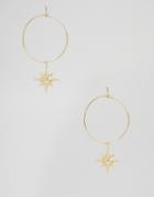 Nylon Star Hoop Earrings - Gold