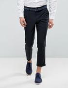 New Look Slim Fit Cropped Pants In Navy Stripe - Blue