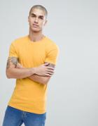 Asos Design Muscle Fit T-shirt With Crew Neck In Yellow - Yellow