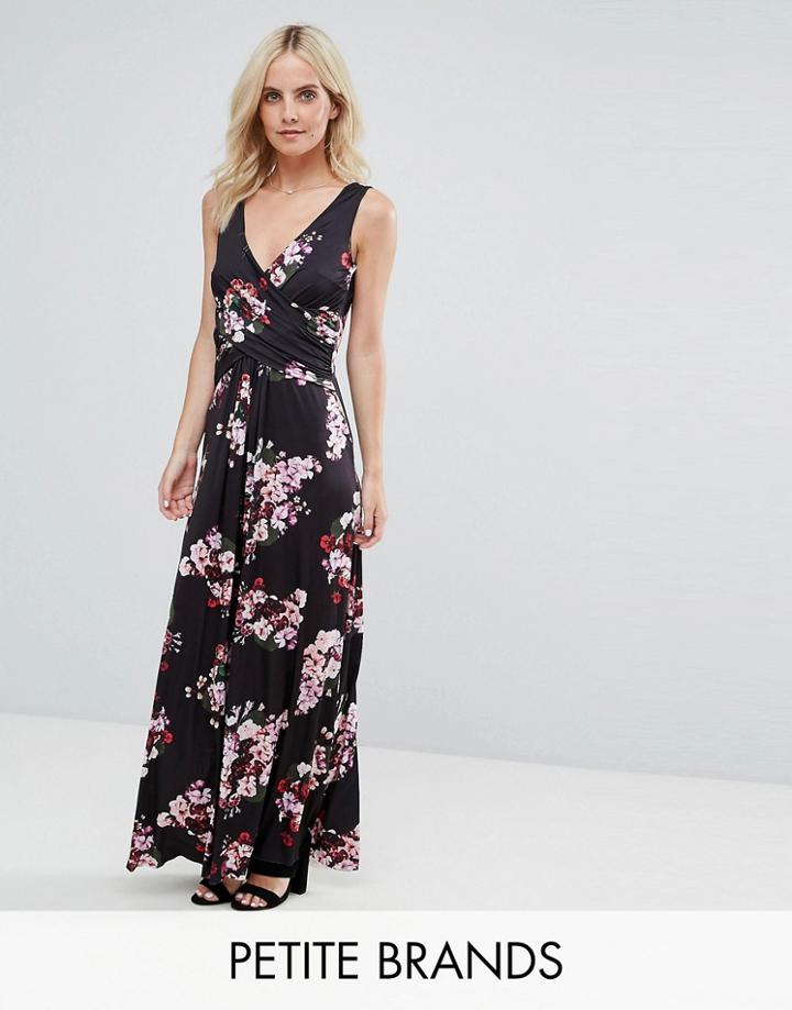 City Goddess Petite Floral Maxi Dress - Navy