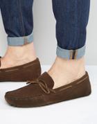 Asos Driving Shoes In Brown Suede With Tie Front - Brown