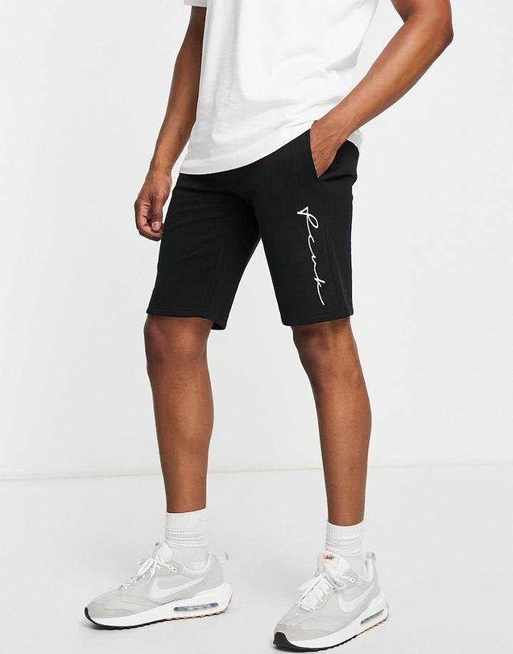 Fcuk Side Scribble Jersey Shorts In Black