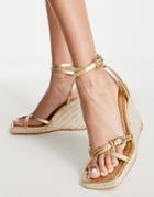 Topshop Wilma High Wedge Espadrilles In Gold