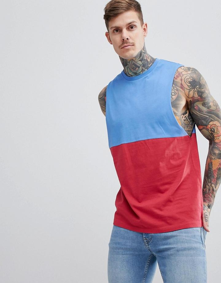 Asos Design Tank With Dropped Armholes And Contrast Panels - Multi