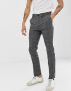 New Look Skinny Fit Suit Pants In Gray Check - Gray