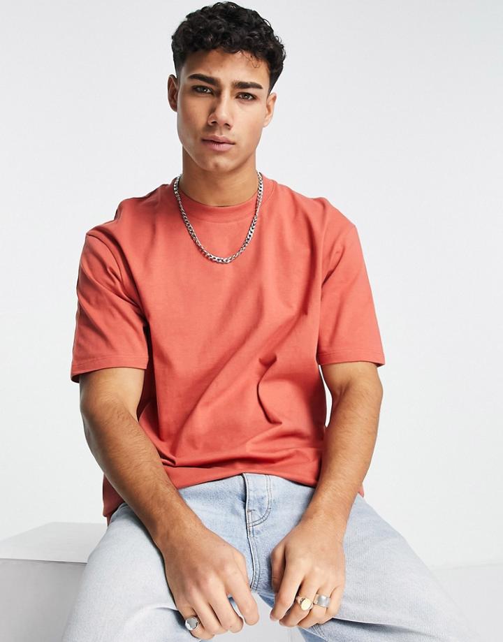 Topman Oversized Fit T-shirt In Burgundy-red