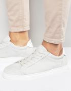 Selected Homme David Leather Snake Sneakers - White