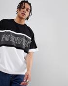 Asos Design Oversized T-shirt With Color Block And Text Print - Black