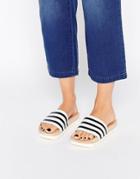 Adidas Originals Adilette Wooden Sole Slider Flat Sandals - Off White