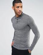 Asos Fitted Fit Knitted Polo In Cotton - Black And White