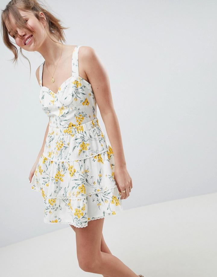 Asos Design Tiered Mini Skirt Two-piece In Floral Print - Multi