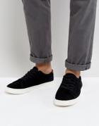 Asos Lace Up Sneakers In Black Real Suede - Black
