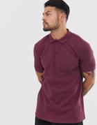 Asos Design Jersey Waffle Polo In Burgundy-red