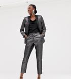 New Look Satin Tux Pants In Silver