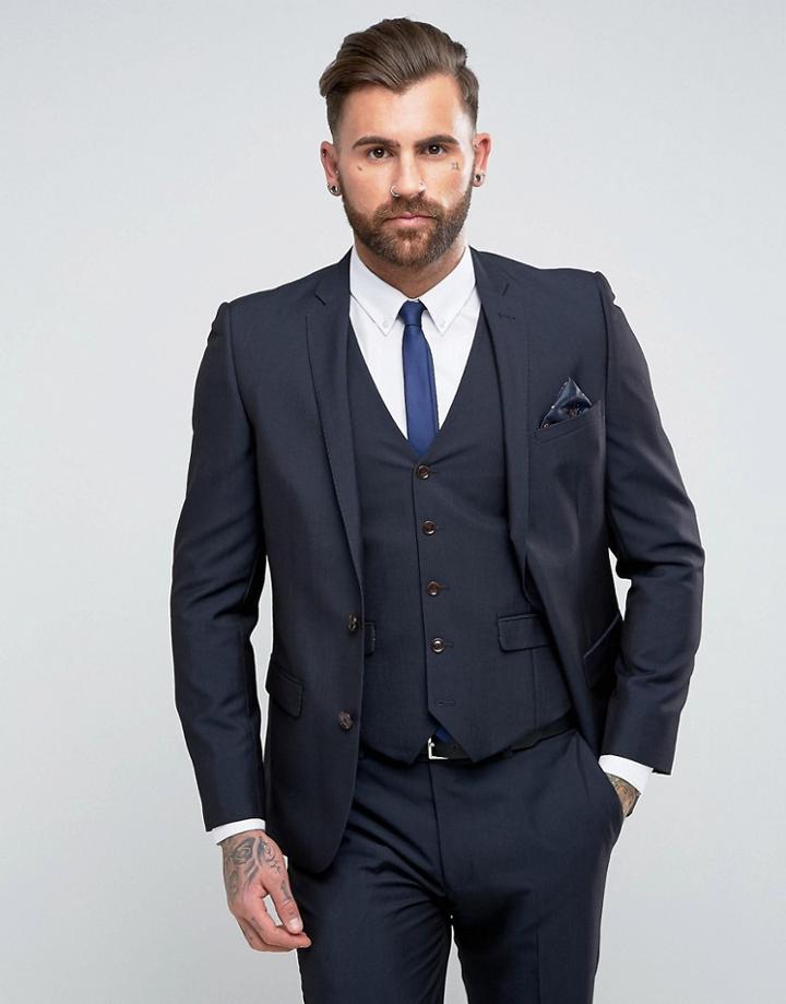 Harry Brown Plain Suit Jacket - Navy
