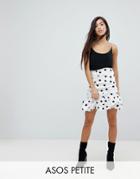 Asos Petite High Waisted Mini Bubble Skirt In Spot - White