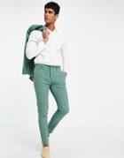Asos Design Wedding Super Skinny Suit Pants In Forest Green Crosshatch