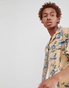 Fairplay Short Sleeve La Print Bowling Shirt In Stone - Stone