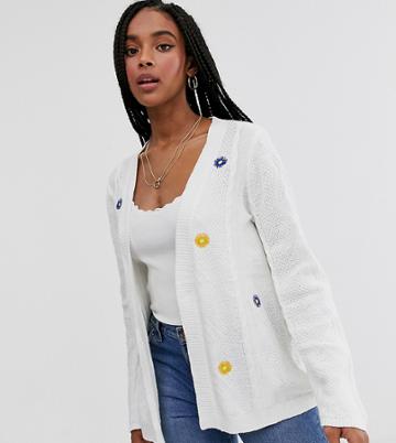 Wild Honey Oversized Cardigan With Embroidered Flowers