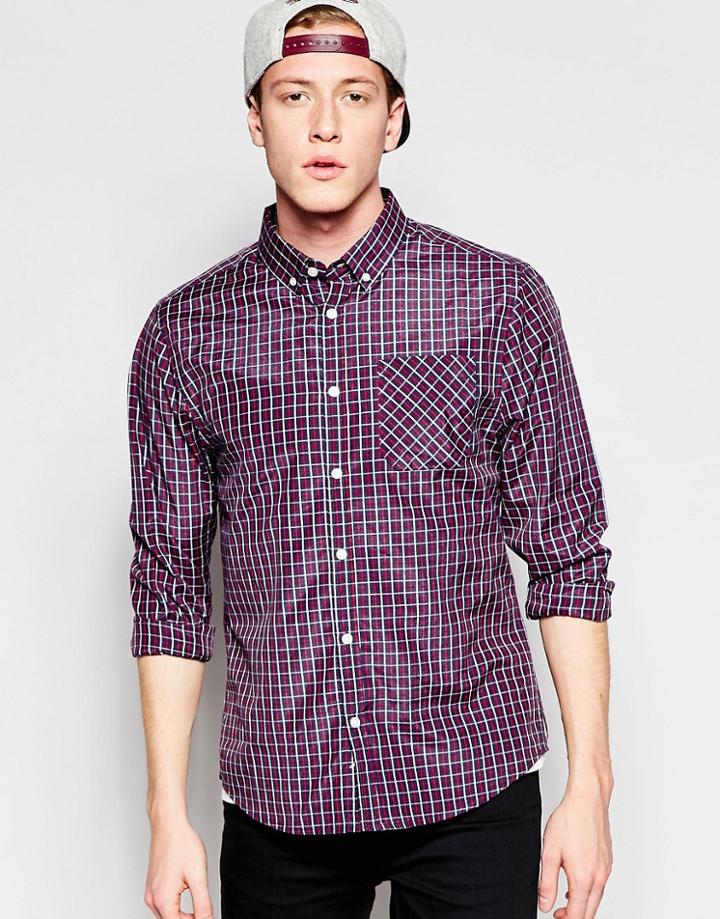 D-struct Short Checked Shirt - Blue