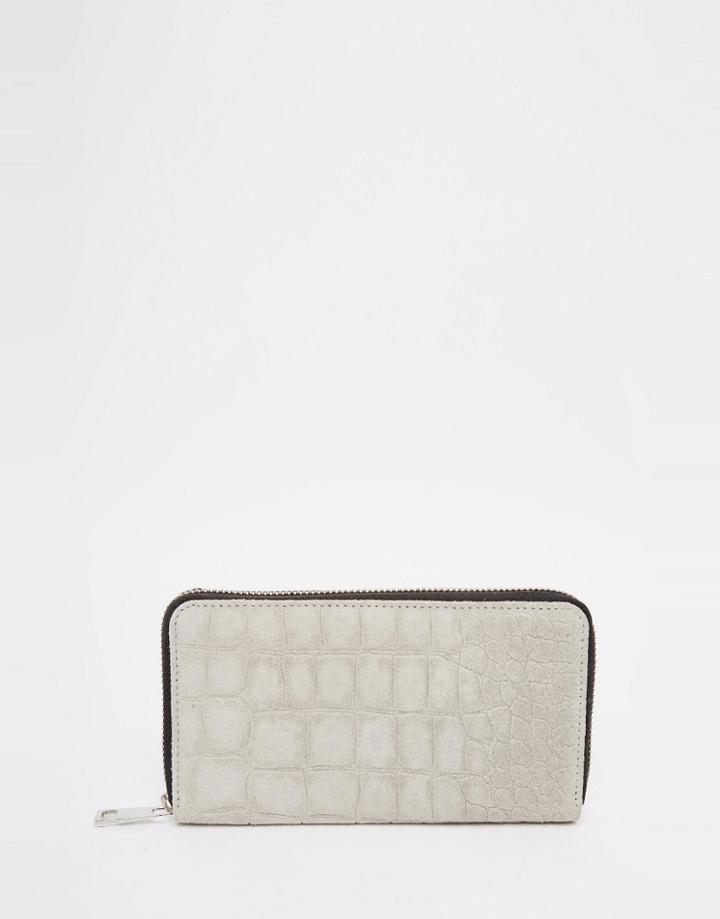 Asos Suede Embossed Croc Purse - Gray