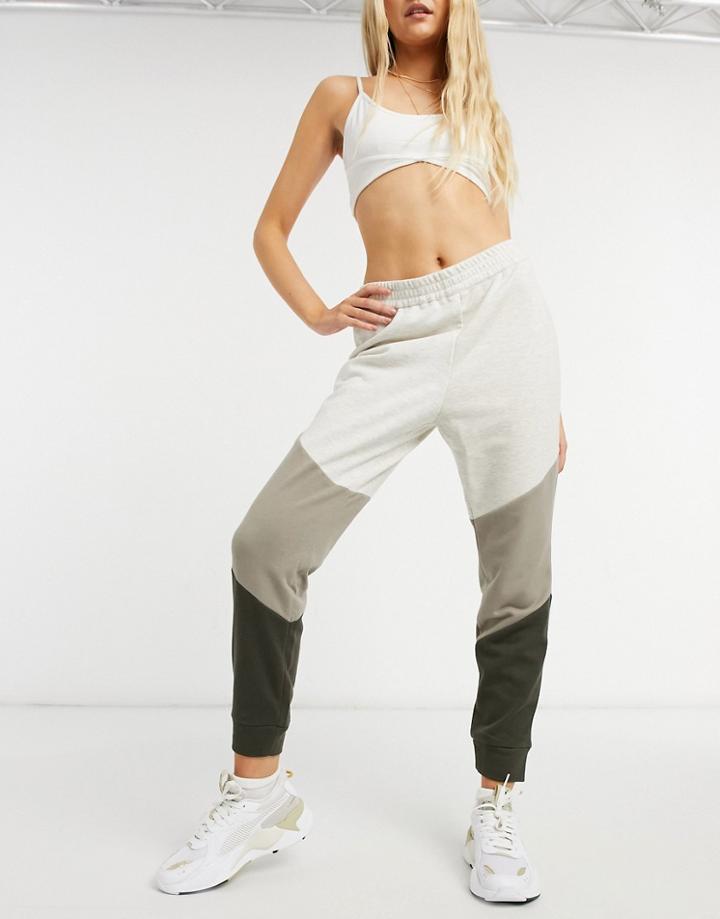 Bb Dakota Color Block Sweatpants In Ivory-white