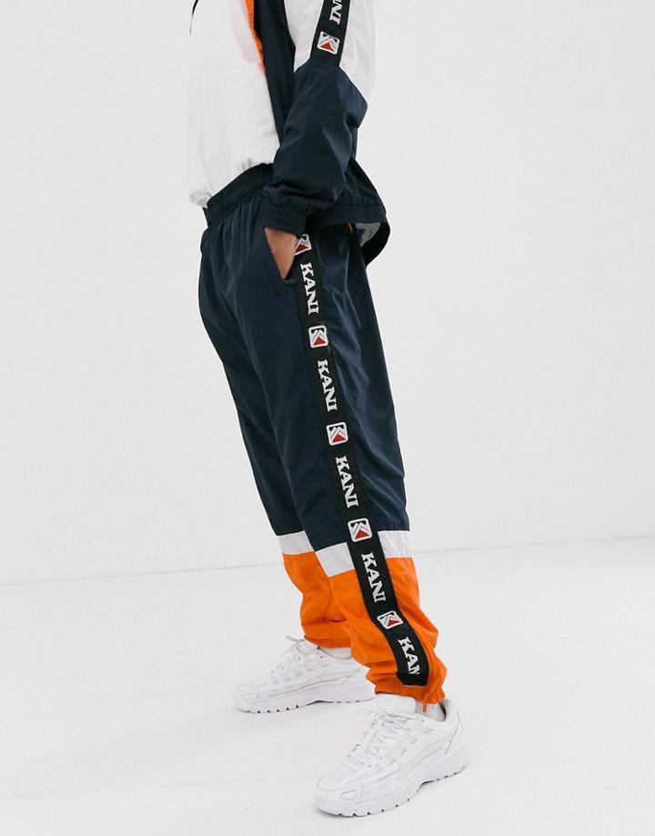 Karl Kani Retro Taped Sweatpants In Navy/orange