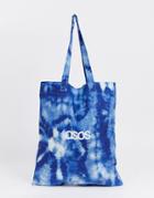 Asos Design Branded Cotton Tote Bag In Tie Dye Print-blue