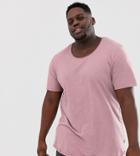 Jack & Jones Essentials Plus Size Longline Tee In Pink - Pink