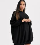 Asos Design Petite Oversize Mini Sweat Dress-black