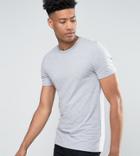 Asos Design Tall Muscle Fit T-shirt With Crew Neck In Gray Marl - Gray