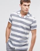 Asos Shirt With Block Stripe In Short Sleeve - White