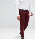 Asos Plus Wedding Super Skinny Suit Pants In Wine Herringbone - Red