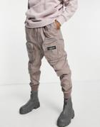 Sixth June Font Zip Cargo Pants In Beige-neutral